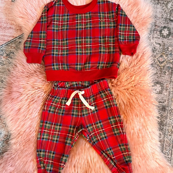 Baby Gap Boy or Girl Red Tartan Plaid Holiday Set - Size 6-12 Months - Picture 3 of 14